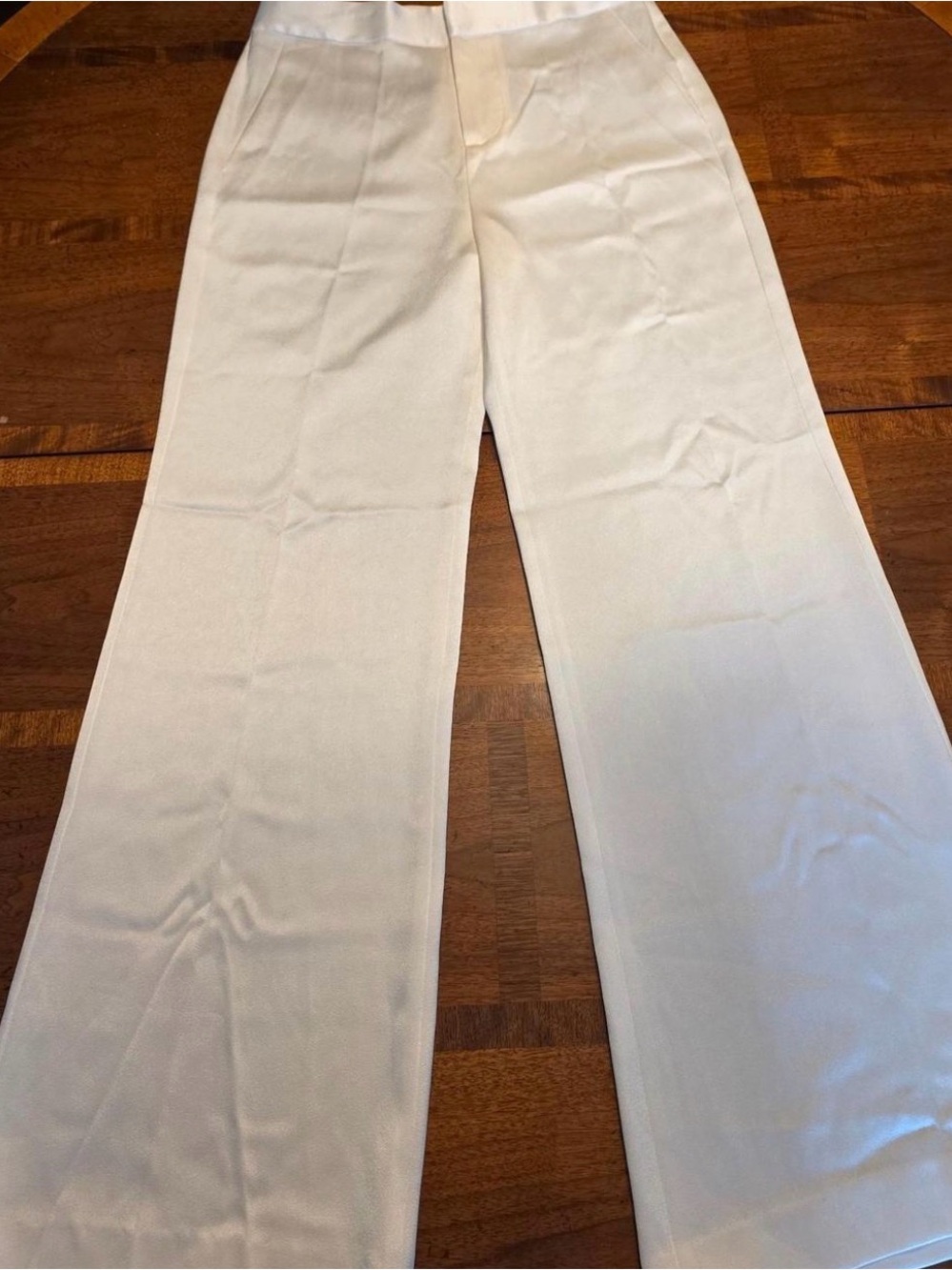 Alice + Olivia Cream Wide-Leg Jeans
